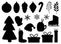 Christmas silhouette vector illustration. New Year elements Royalty Free Stock Photo